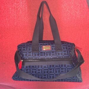 Tommy Hilfiger Black and Blue Patterned Tote